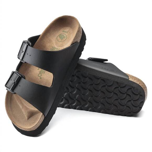 NEW BIRKENSTOCK women's arizona platform vegan sandals in black - Picture 4 of 5